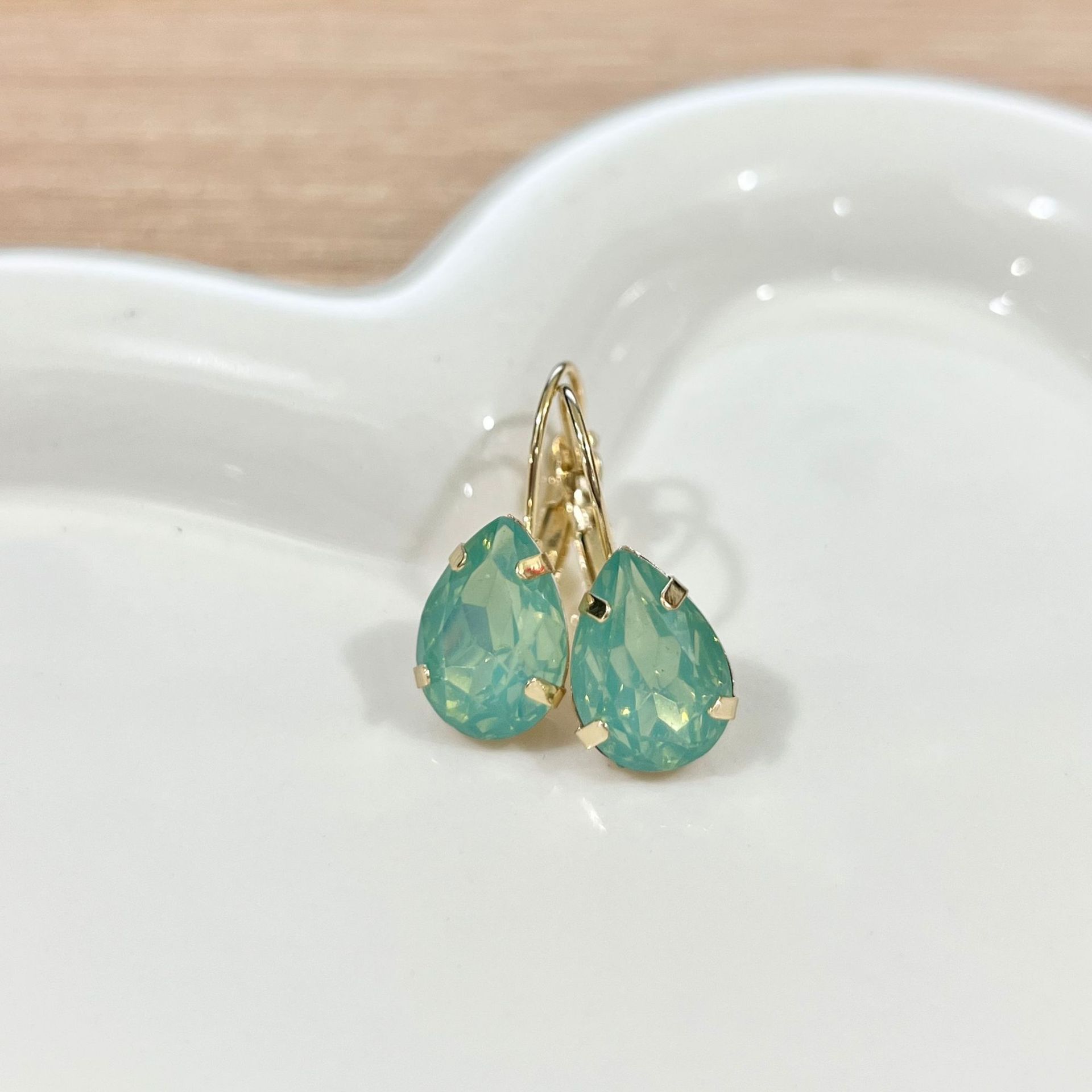 Womens European And American Copper Inlaid Sapphire Ear Clips