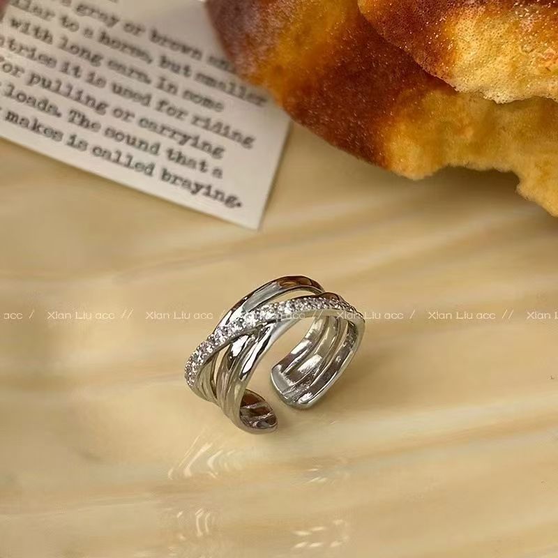 1 Piece Minimalist Cool Style Triple Ring Cross Open Ring For Women, Personalized Versatile Band, Light Luxury Niche Design Index Finger Ring