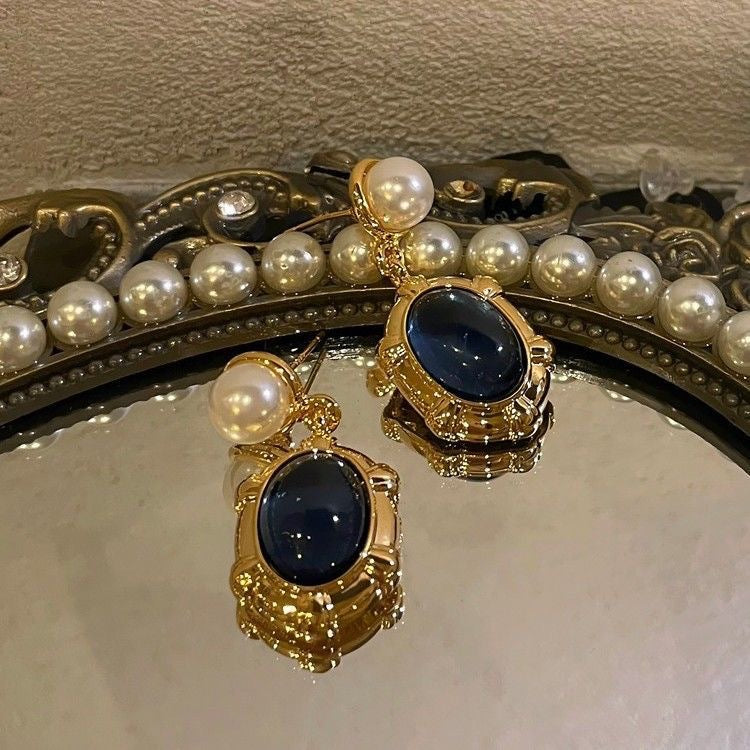 French-Style Vintage Sapphire And Pearl Earrings