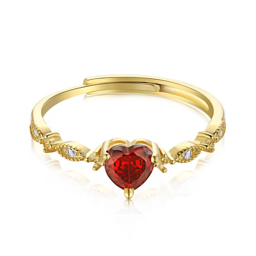 Womens Red Zircon Ring Japanese Style