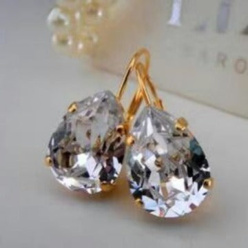 Womens European And American Copper Inlaid Sapphire Ear Clips