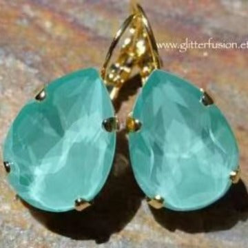 Womens European And American Copper Inlaid Sapphire Ear Clips