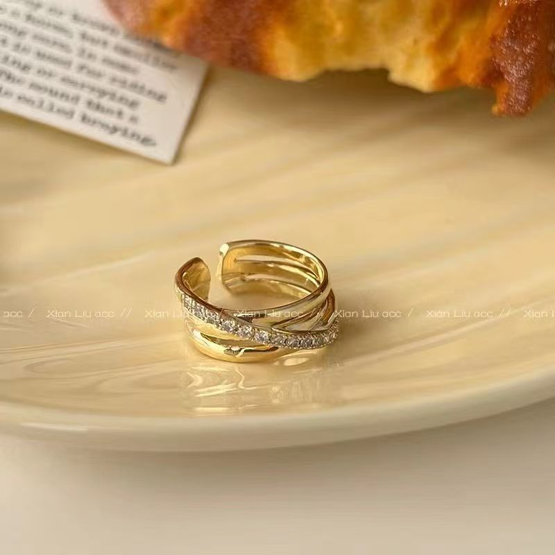 1 Piece Minimalist Cool Style Triple Ring Cross Open Ring For Women, Personalized Versatile Band, Light Luxury Niche Design Index Finger Ring