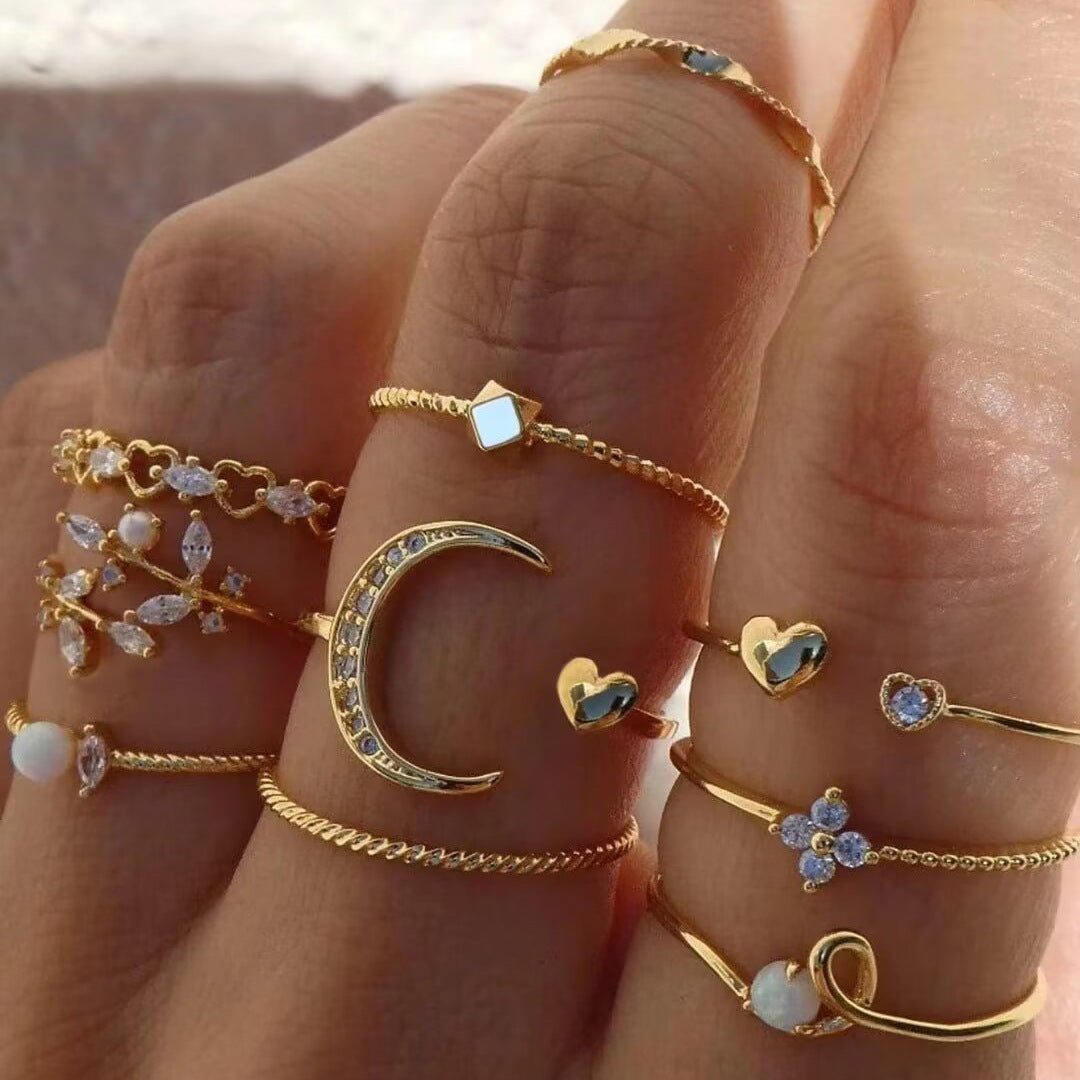 Starry Jewelry For Women A Niche, Light-Luxury Ring Set As An Accessory