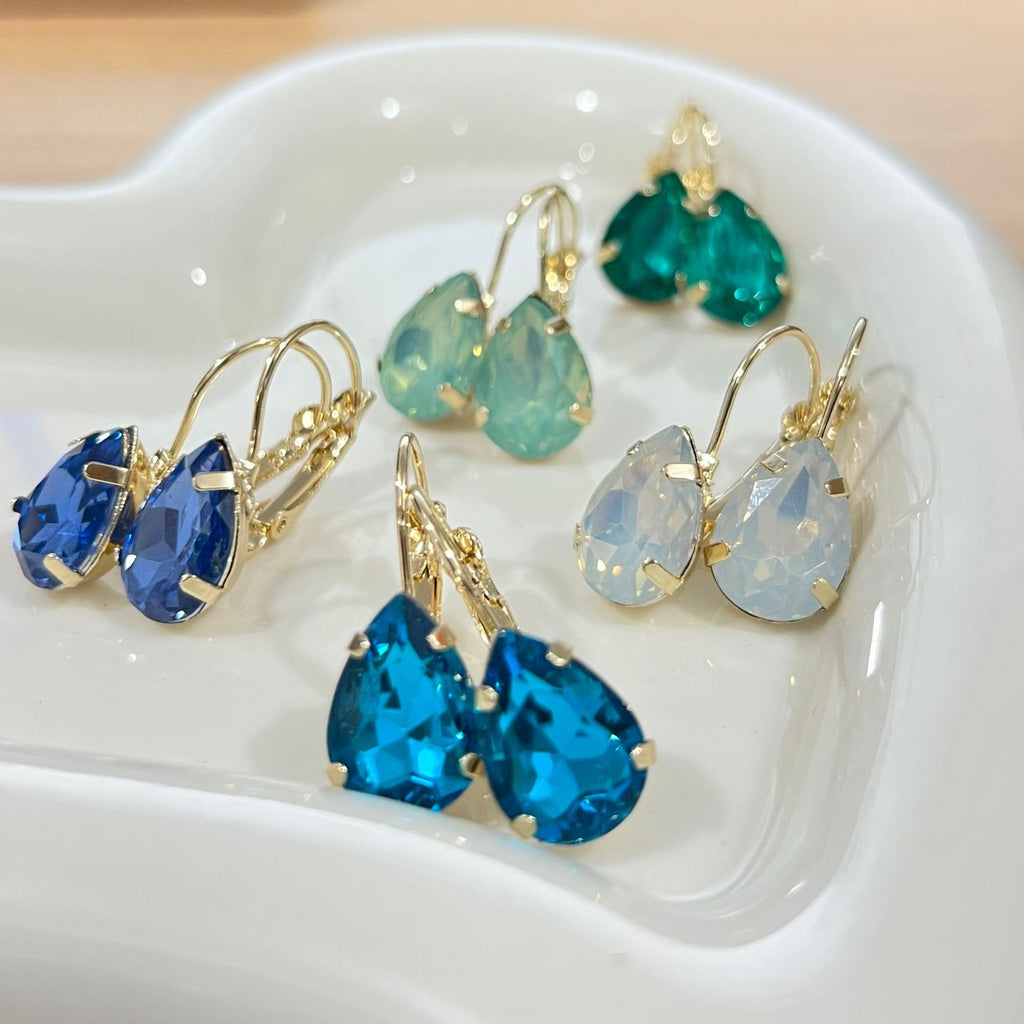 Womens European And American Copper Inlaid Sapphire Ear Clips