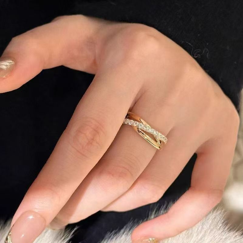 1 Piece Minimalist Cool Style Triple Ring Cross Open Ring For Women, Personalized Versatile Band, Light Luxury Niche Design Index Finger Ring